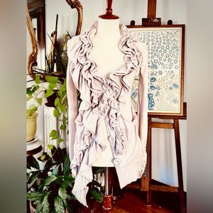 Anthropologie | Moth Ruffle Waterfall Cardigan Cashmere XS